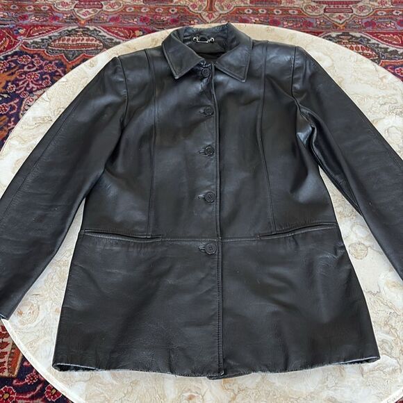 Danier Leather Black Car Length Coat - Picture 7 of 13